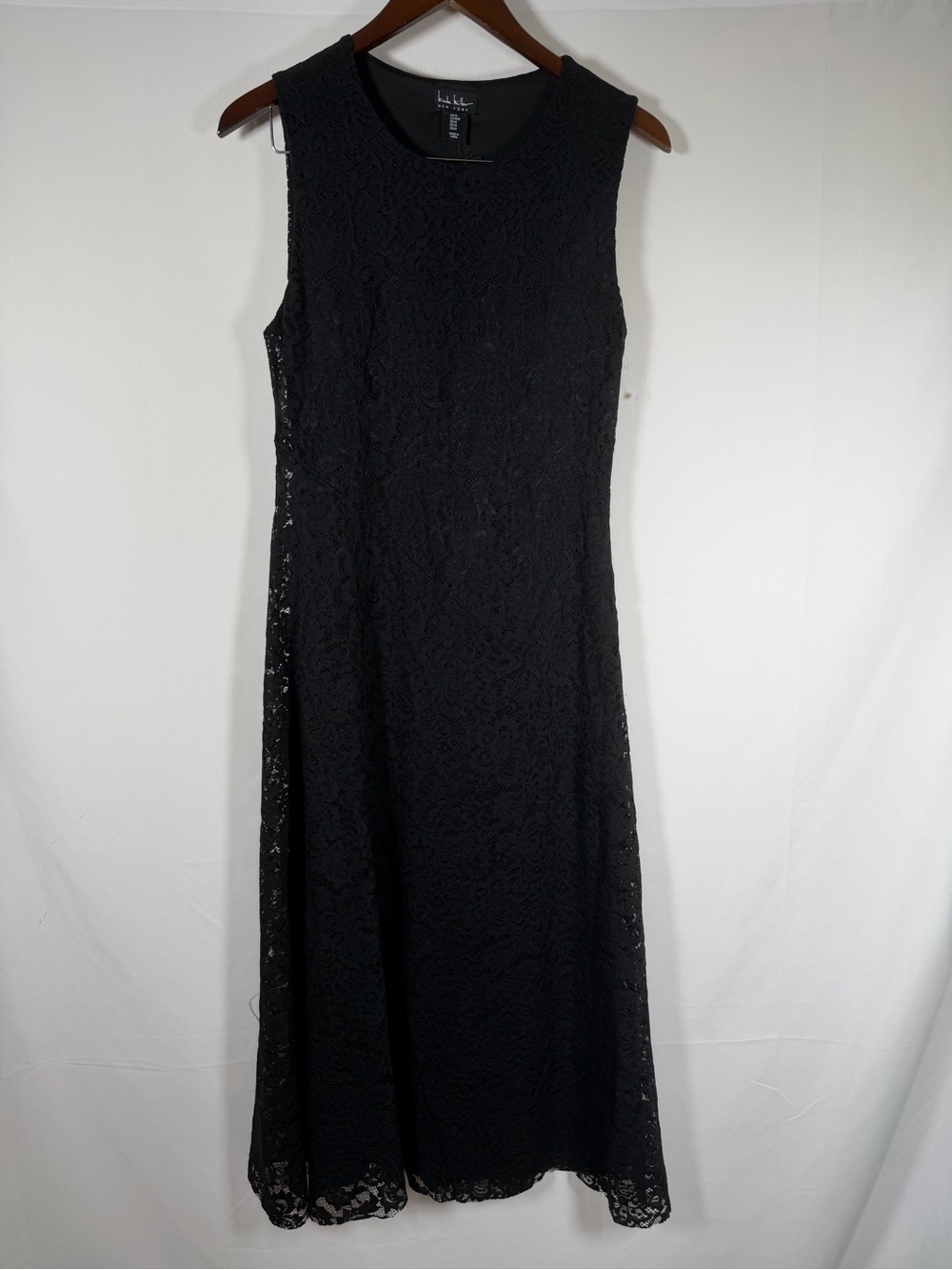 NWT Nicole Miller Black Whimsigoth Witchy Sleeveless Lace Overlay Maxi Dress
